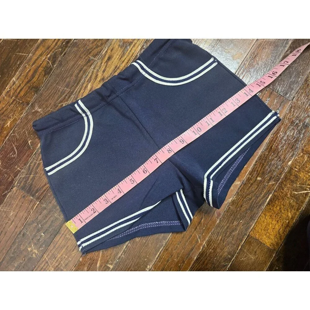 Vintage 60s 70s Navy Blue Boys Shorts Swim Trunk Donmoor Whale
